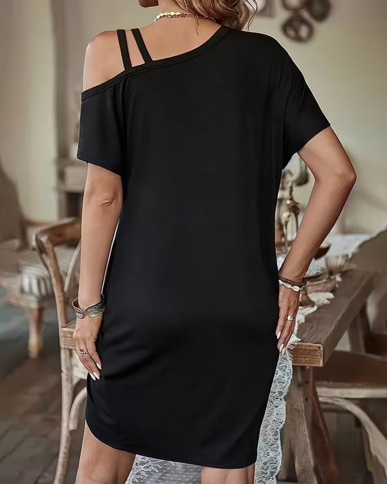 Robe Off-Épaule Imitation Deux Pièces
