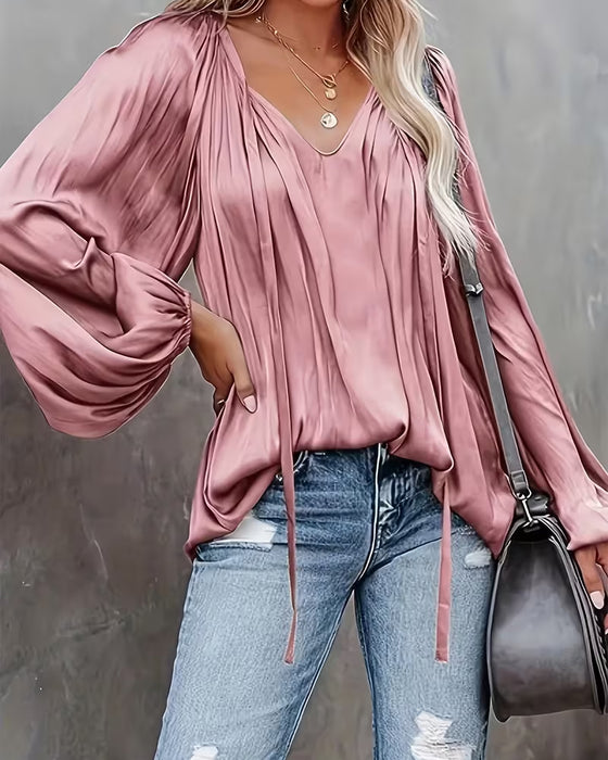 Blouse À Lacets Uni