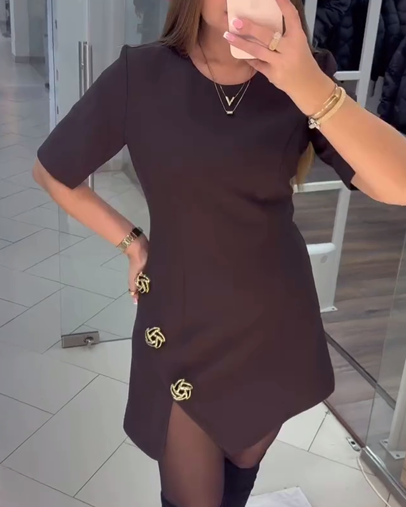 Robe Unie Droite À Fleurs 3d