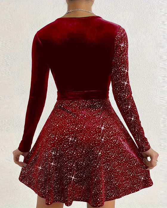 Robe Profond V Velours Perçage À Chaud