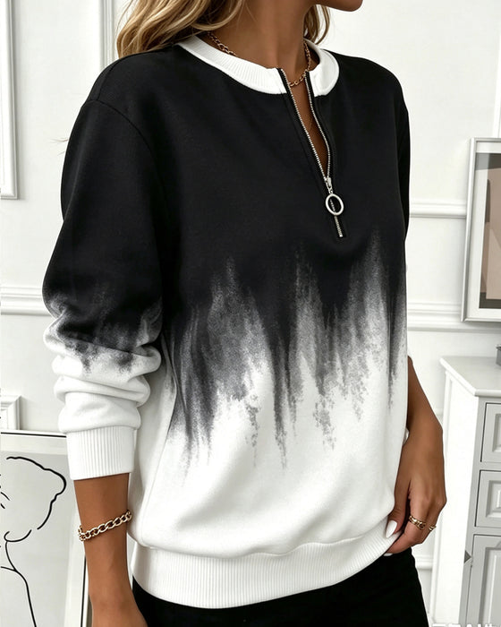 Sweat‑shirt Décontracté Dégradé Manches Longues