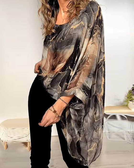Chemisier Manche Chauve-Souris Tie-Dye Ample