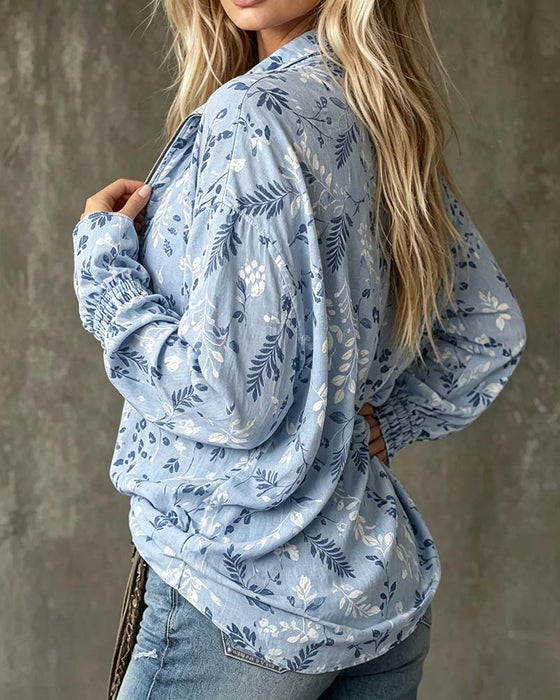 Blouse Revers Fermeture Éclair Volant Feuille