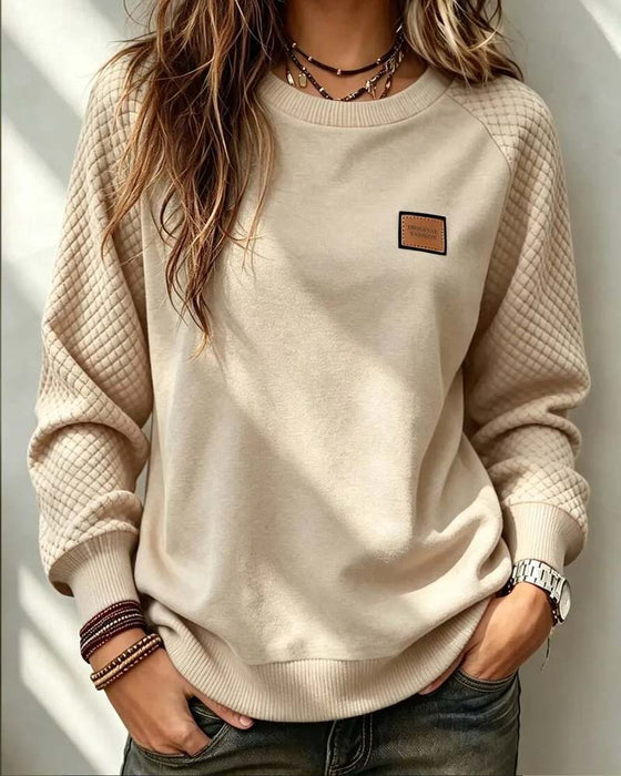 Sweatshirt Col Rond Argyle Manche Raglan Pullover