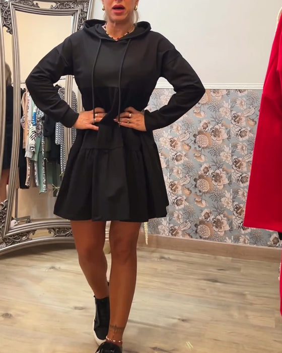 Robe à capuche décontractée de couleur unie