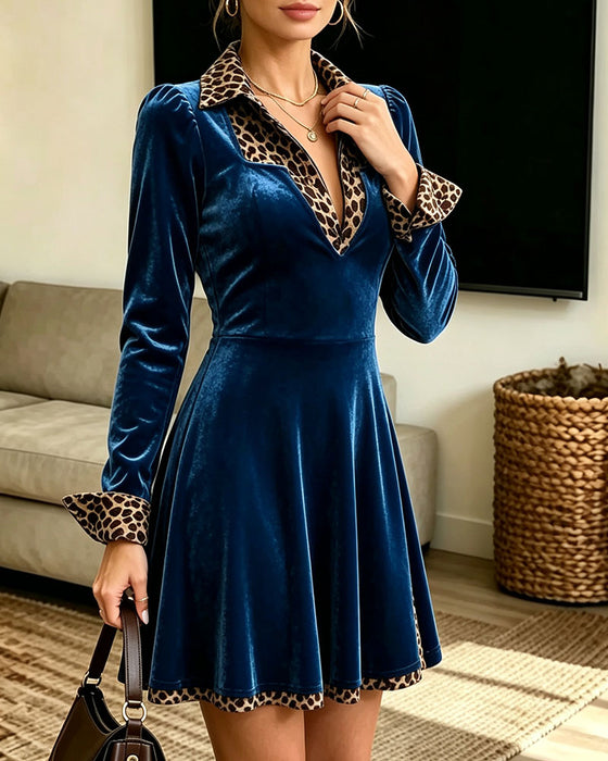 Robe Revers Léopard A-Ligne