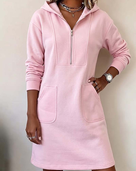 Robe Capuche Fermeture Éclair Poche
