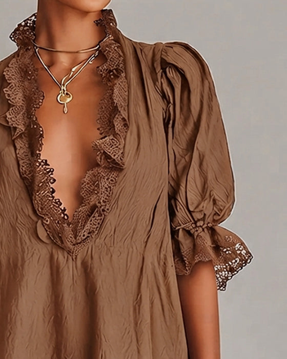 Robe Dentelle Patchwork Asymétrique