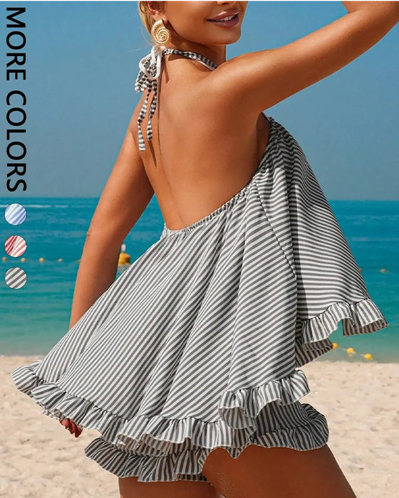 Set Rayé Halter Dos Nu Bretelles