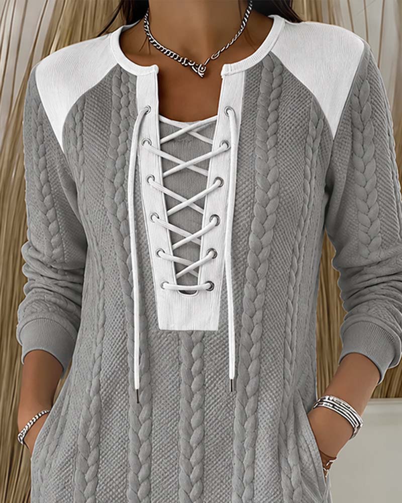 Robe Attacher Mode Bloc De Couleur