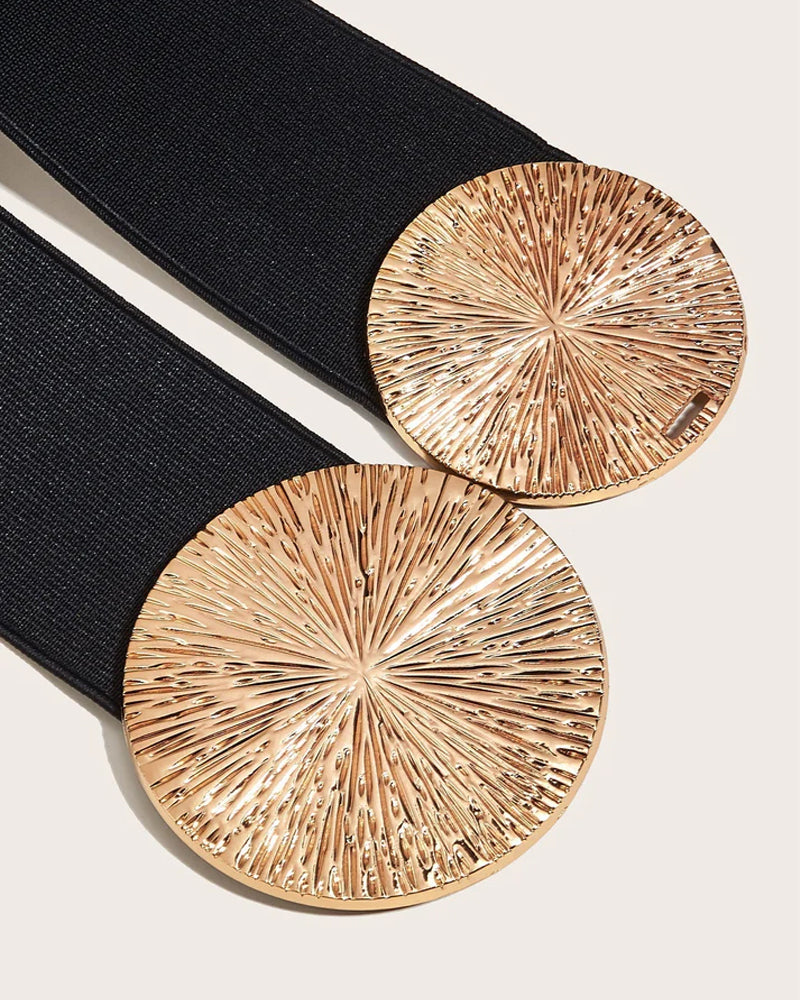 Ceinture Vintage Élastique Pour Femme Avec Boucle Dorée