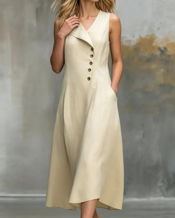Robes Asymétrique Revers Sans Manches Longue