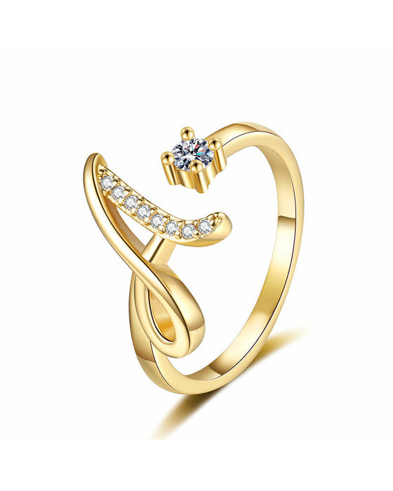 Bague Réglable Scintillante Avec Initiale Pour Femmes