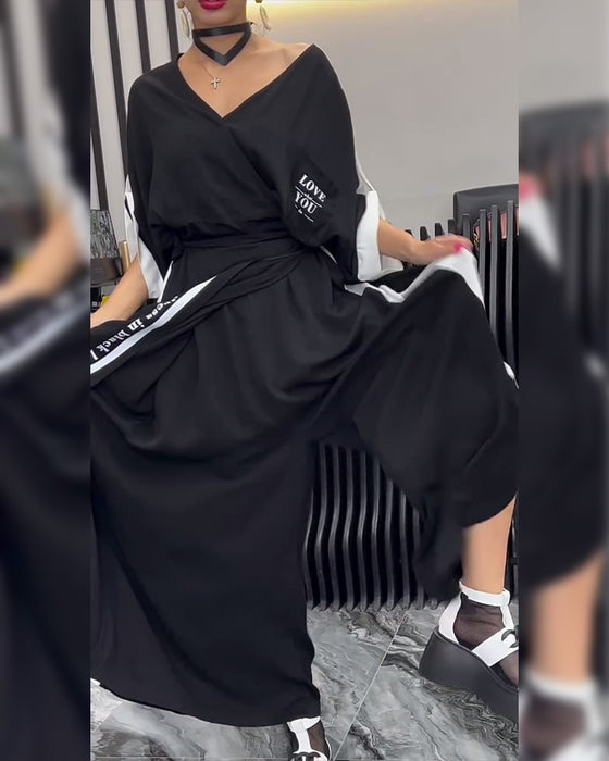 Costume Col V Irrégulier Pantalon Ample