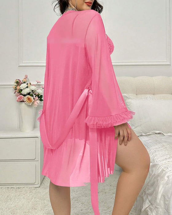 Sexy Dentelle Chemise de Nuit Jarretelles Ensemble