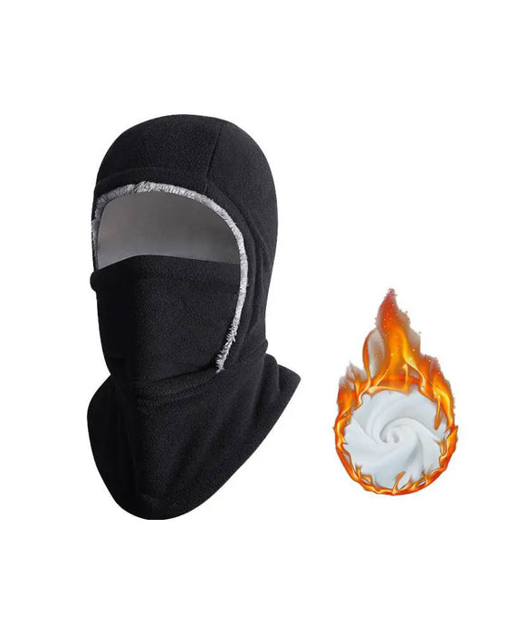 Hiver 2 En 1 Bonnet Et Masque Facial Coupe-Vent Doublure Polaire Épaisse Pour Sports De Plein Air Noir