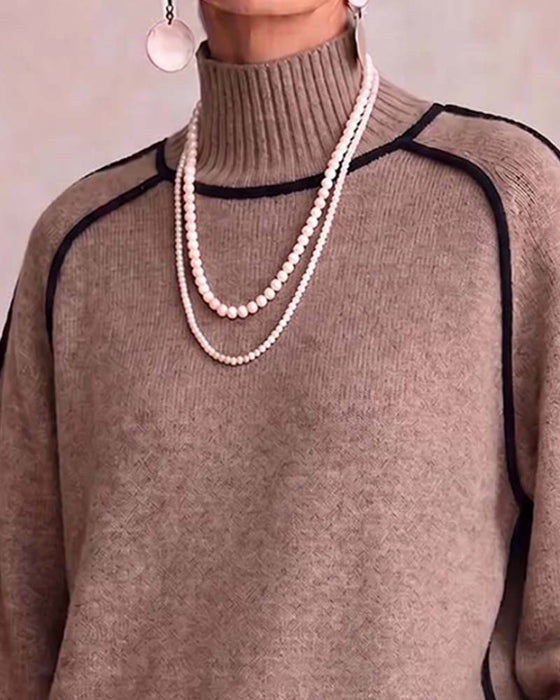 Pull Col Haut Ligne Manche Lanterne