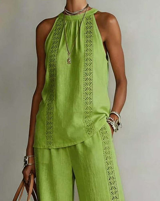 Ensemble Deux Pièces Évidé Halter