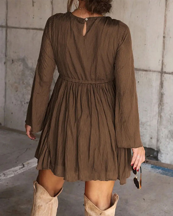 Robe Texturée Col En V Courte