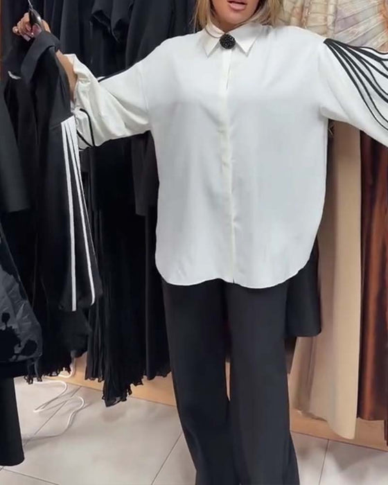 Chemise Contraste Ligne Manche Longue