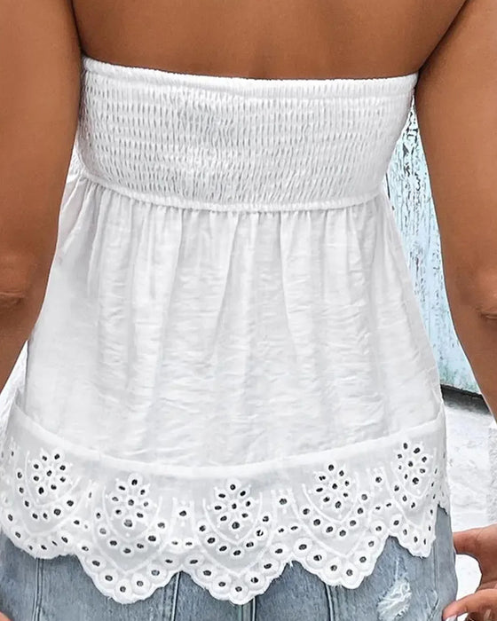 Blouse Froncée Évidée Bandeau