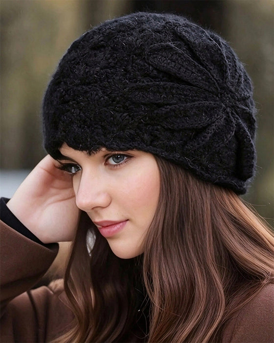 Bonnet En Tricot Fleuri Au Crochet Fait Main