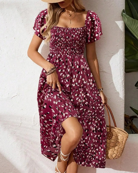 Robe Manche Papillon Cintrée Plissée Ligne A
