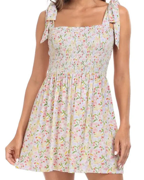 Robe Femme Florale Mini Avec Short Intégré