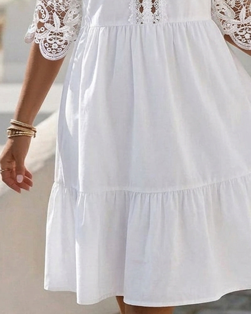Robes Dentelle Off-Shoulder À Volants Court