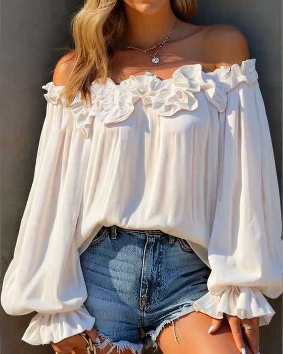 Chemisier Off-Shoulder Volant