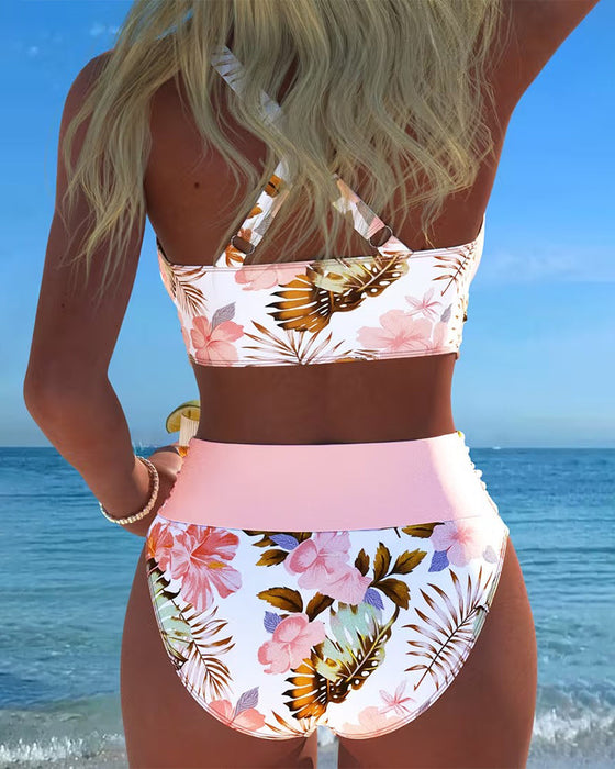Bikini Contraste Floral Fendu