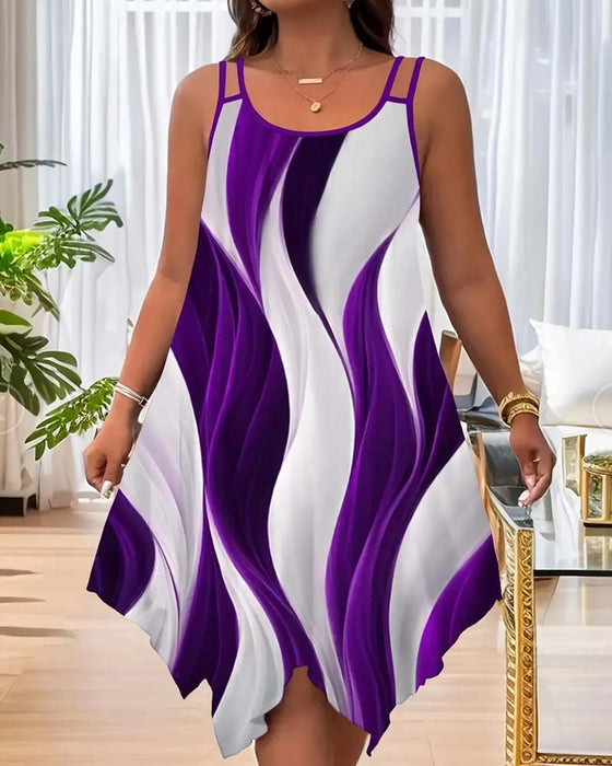 Robe Bloc De Couleur Ondulé Camisole