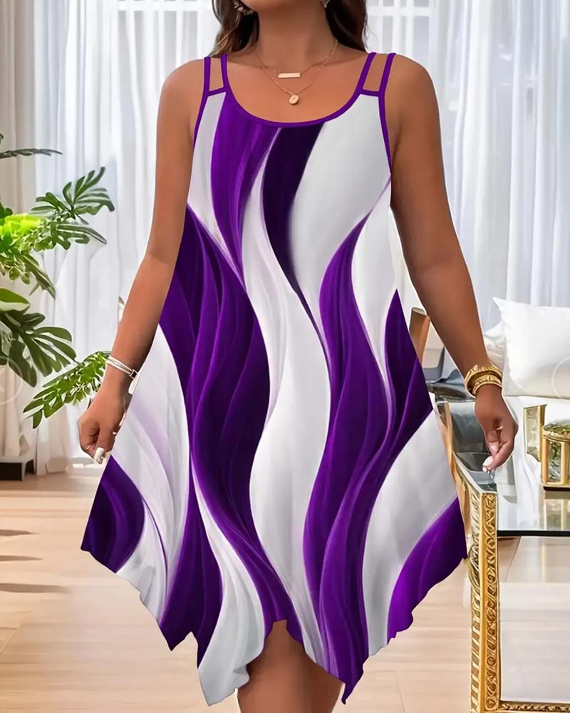 Robe Bloc De Couleur Ondulé Camisole