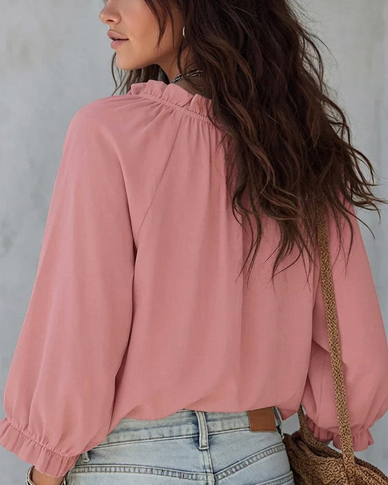 Blouse Col V Lacets