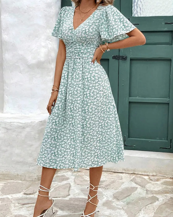 Robe Florale Col V Taille
