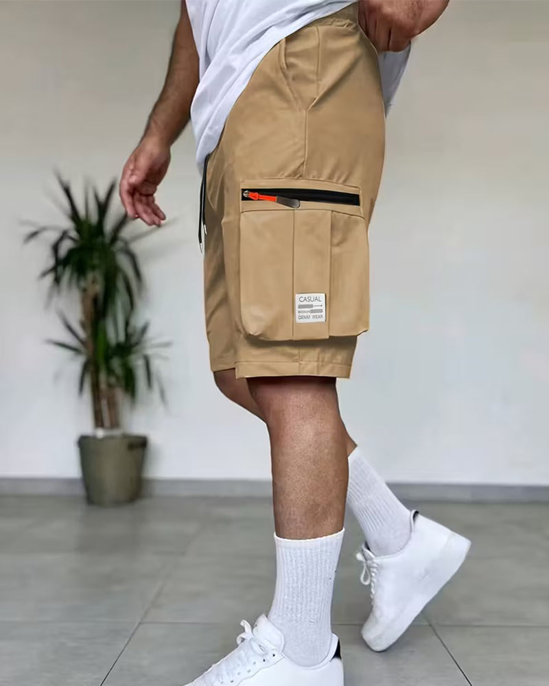 Pantalon Homme Unie Coupe Loose Court Cargo