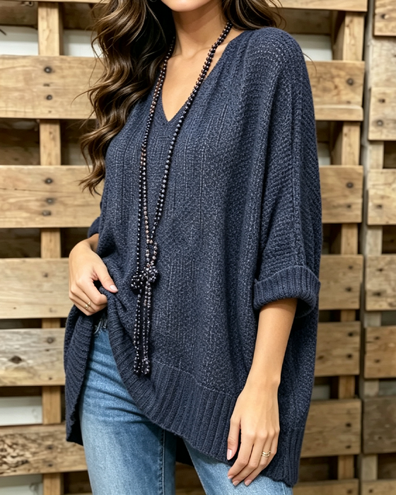 Pullover Ajouré Oversized Décontracté