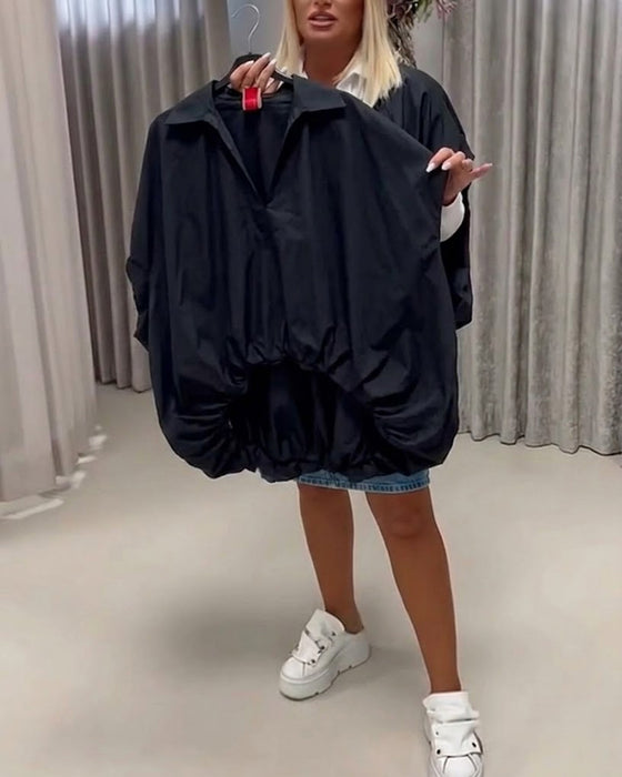 Blouse Col Coupe Loose Manche Chauve-Souris