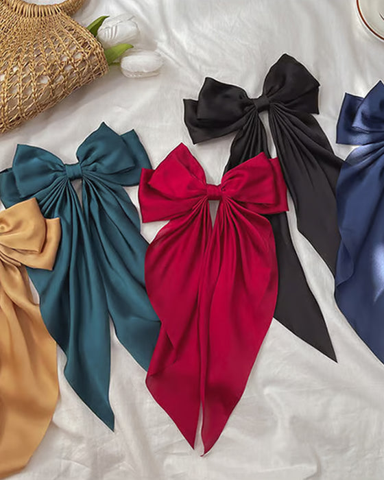🔥 Grand Nœud Pince À Cheveux Pour Femme – Accessoire De Queue De Cheval Pour Mariage & Quotidien Avec Longue Queue