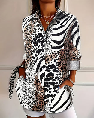 Blouse Zèbre Et Léopard Imprimé Lâche