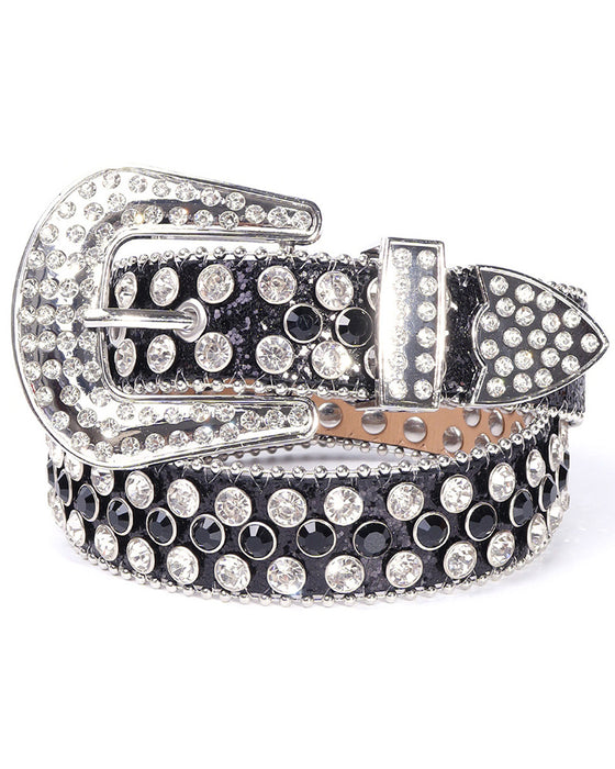 JASGOOD Ceinture Pour Femmes Et Hommes Avec Strass, Bling Western Cowgirl Cowboy Ceinture En Cuir Clouté, Ceinture Taille Diamant Pour Jeans Et Pantalons