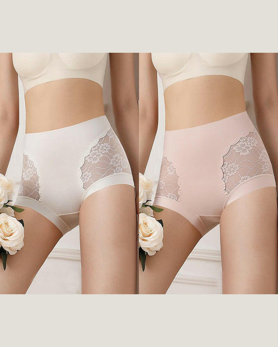 Sous-Vêtements Femme Taille Haute Dentelle Sans Couture Extensible Soyeux