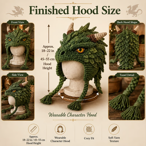 🐉✨ Kit de crochet DIY bonnet à capuche fantaisie 🧶🎭✨