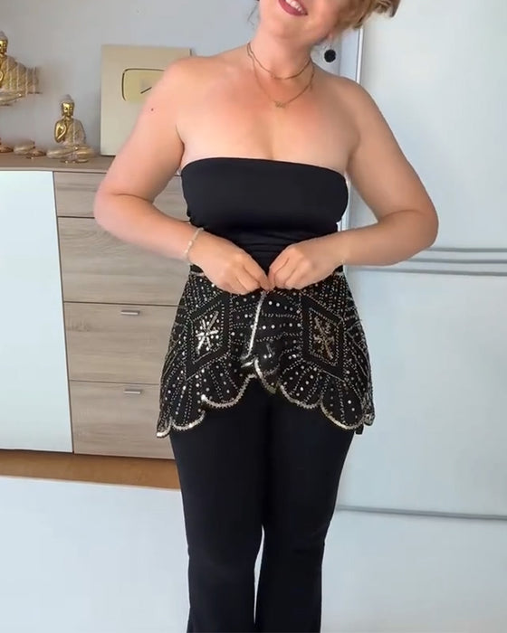 Châle Dentelle Vintage avec Perles