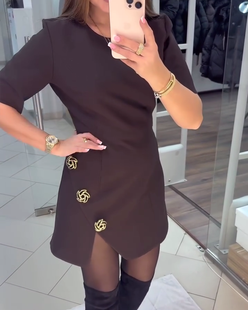 Robe Unie Droite À Fleurs 3d