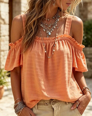 Blouse Camisole Volant Off-Épaule