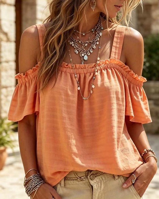 Blouse Camisole Volant Off-Épaule