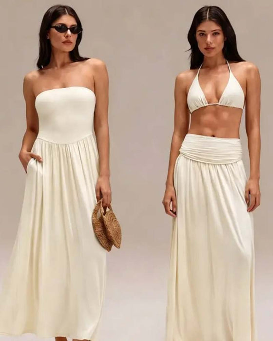Robe Convertible Sans Bretelles Taille-Cintrée