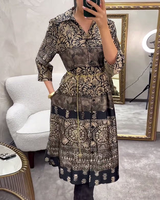 Robe décontractée imprimée à poche boutonnée