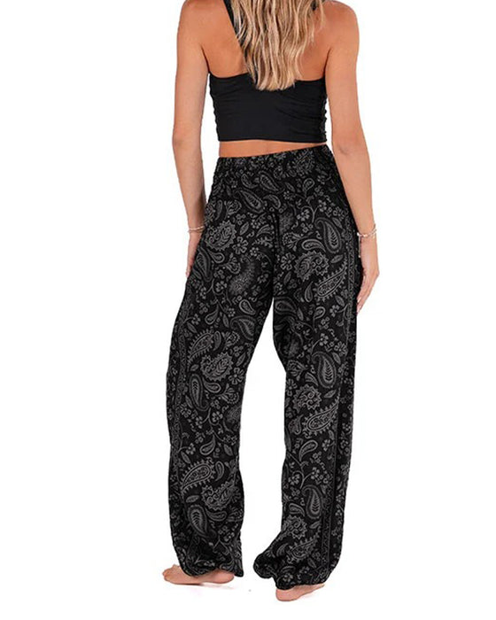 Pantalon Imprimé Style Ethnique À Poches Et Jambes Larges